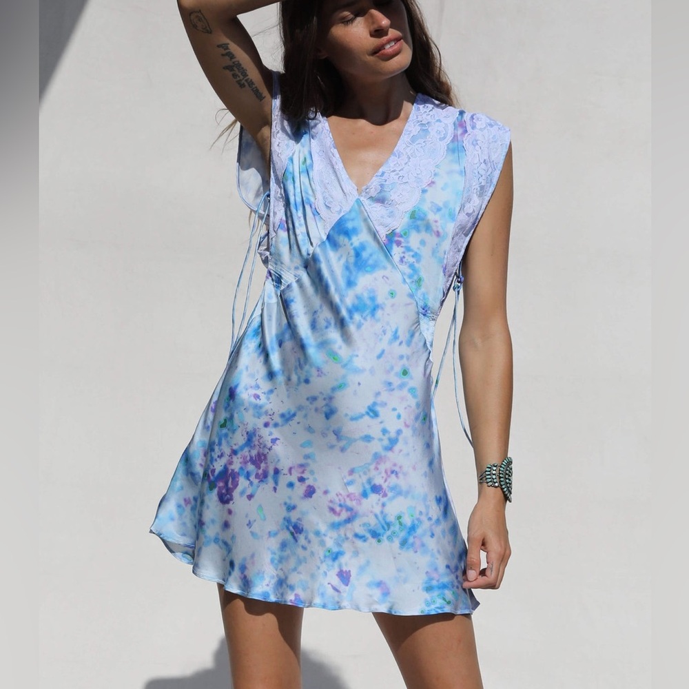 Jen's Pirate Booty Blue & Lavender Tie-Dye Mini Dress